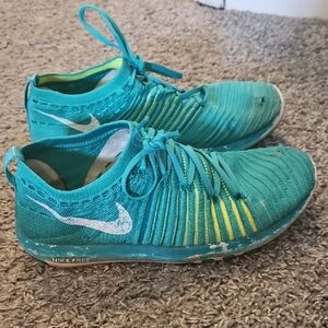Nike Free Teal and Lime Running Shoes